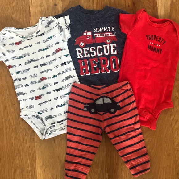 Baby boy car/fire engine themed onesies - Picture 1 of 1